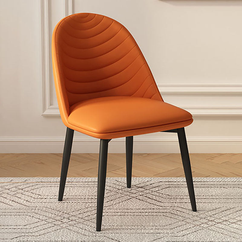 Contemporary Dining and Accent Chairs Matte Finish Leather Curved Parsons Chair