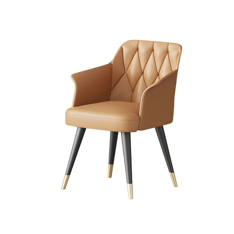 Glam Metal Dining Arm Chair Upholstered Side Chair for Home Use