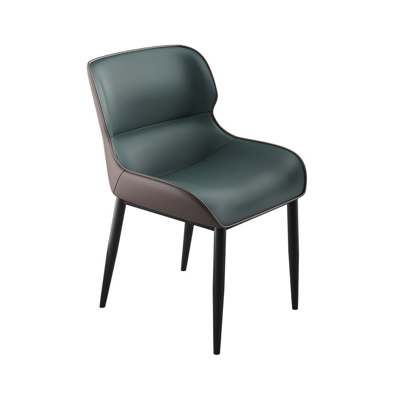 Arm Wingback Parsons Chair Industrial Style Faux Leather Dining Chairs