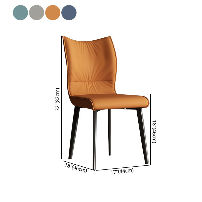 Contemporary Restaurant Leather Side Chair Matte Finish Solid Back Dining Chair