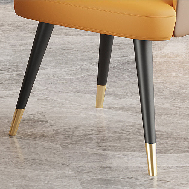 Glam Metal Dining Room Chairs Faux Leather Dining Arm Chair for Home Use