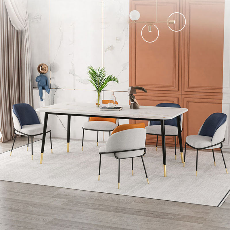 Upholstered Side Chair Scandinavian Design Armless Solid Back Chair for Home