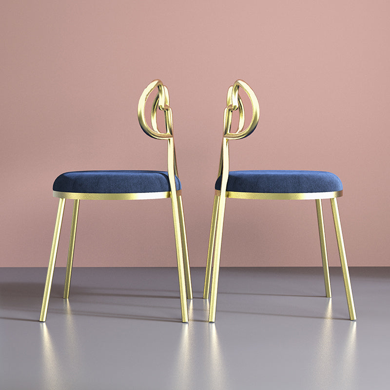 Velvet Armless Dining Chairs Nordic Design Open Back Dining Side Chair