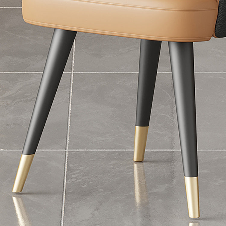 Glam Metal Arm Dining Chair Faux Leather Side Chair for Home Use