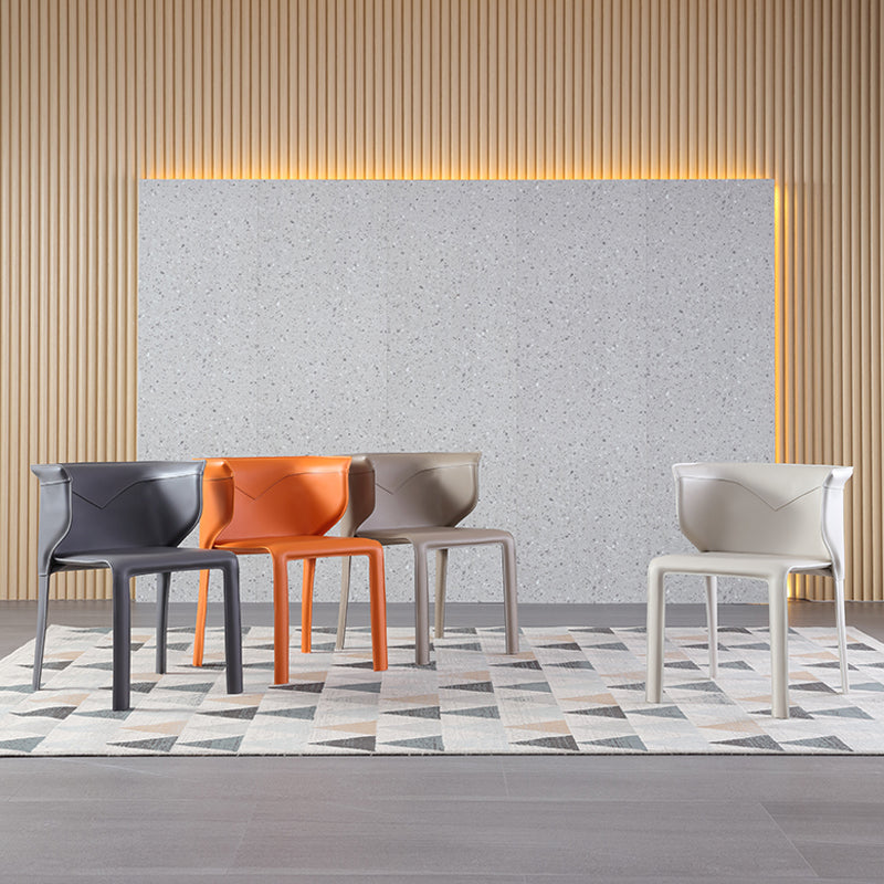 Contemporary Leather Dining Chair Armless Wingback Side Chair for Home Use