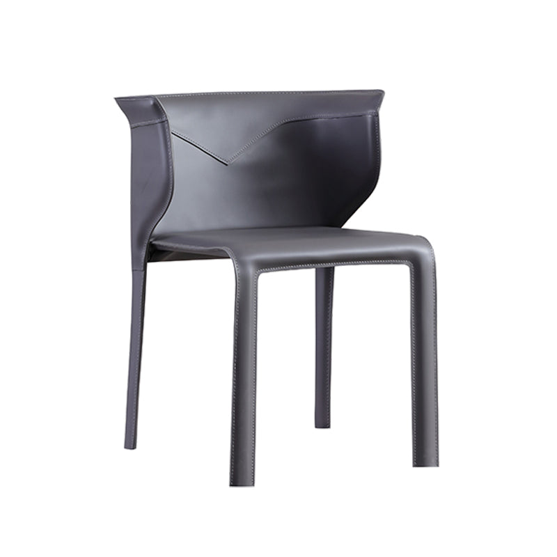 Contemporary Leather Dining Chair Armless Wingback Side Chair for Home Use