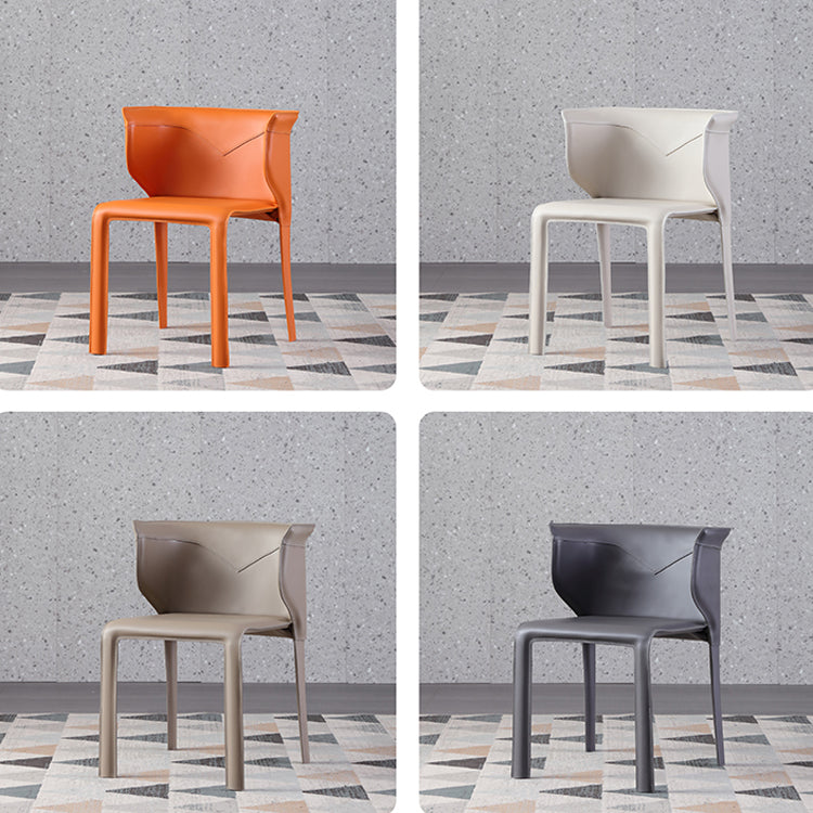 Contemporary Leather Dining Chair Armless Wingback Side Chair for Home Use