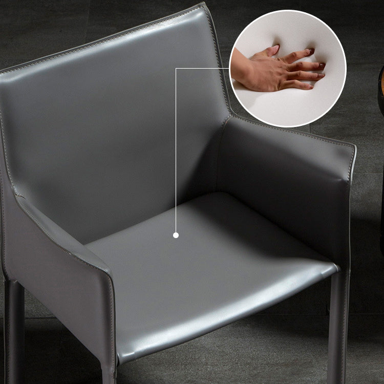 Designer Style Solid Back Chair Home Arm Matte Finish Leather Dining Chair