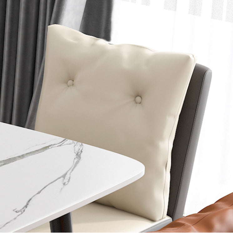 Industrial Armless Solid Back Chair Leather Dining Side Chair