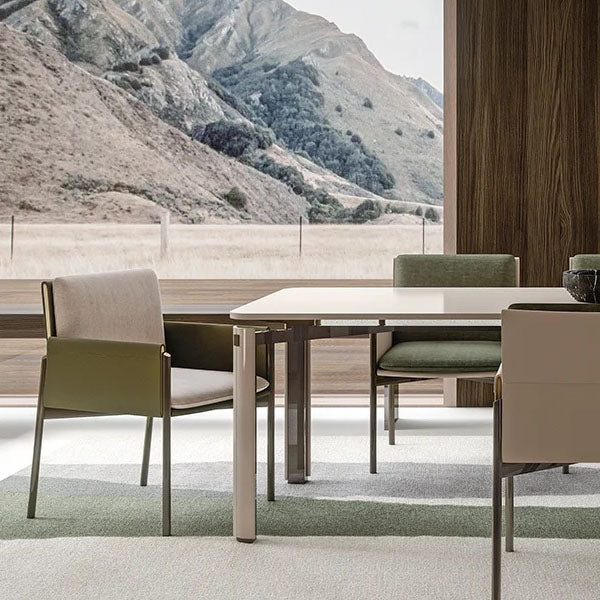 Upholstered Matte Finish Dining Chair Designer Style Conference Room Solid Back Arm Chair