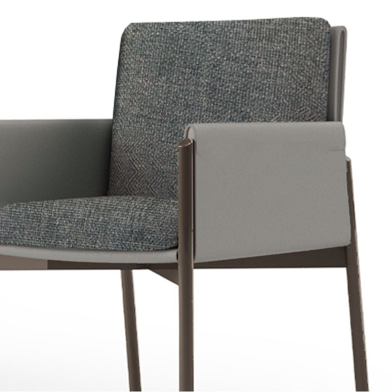 Upholstered Matte Finish Dining Chair Designer Style Conference Room Solid Back Arm Chair