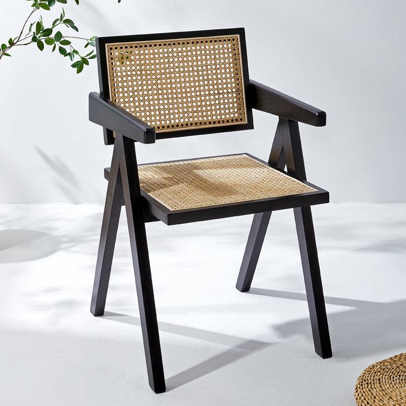 Contemporary Style Chairs Dining Arm Chair with Wooden Legs for Kitchen