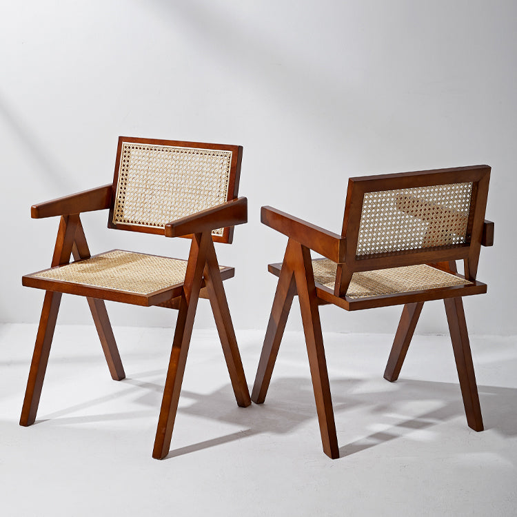 Contemporary Style Chairs Dining Arm Chair with Wooden Legs for Kitchen