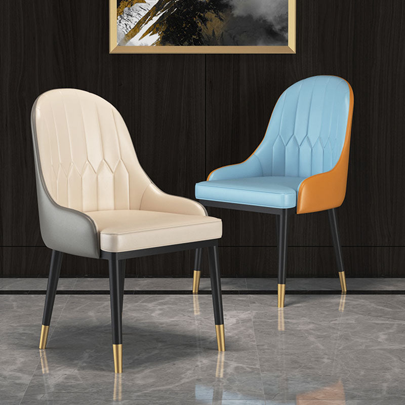 Leather Dining Chairs Scandinavian Arm Solid Back Dining Side Chair