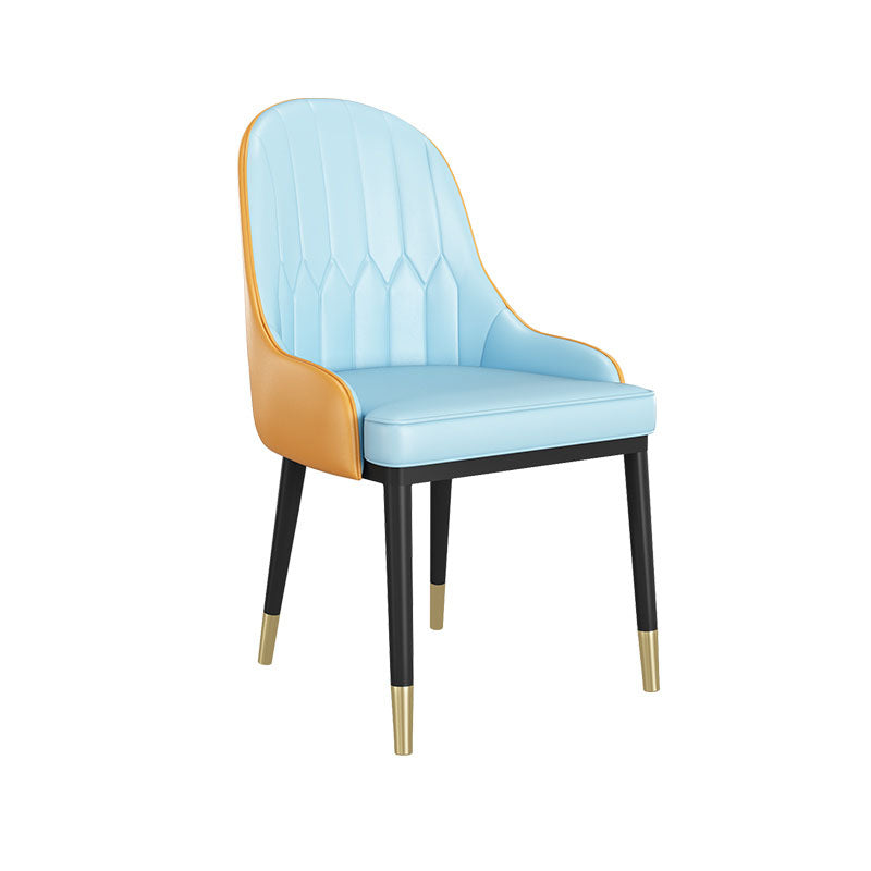 Leather Dining Chairs Scandinavian Arm Solid Back Dining Side Chair