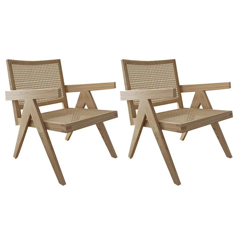 Traditional Style Dining Chair Solid Wood Cane Back Arm Chair for Home