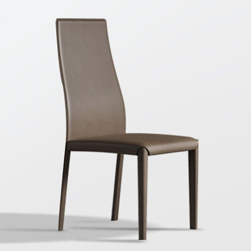 Contemporary Side Chair with High Back Faux Leather Dining Chair for Home
