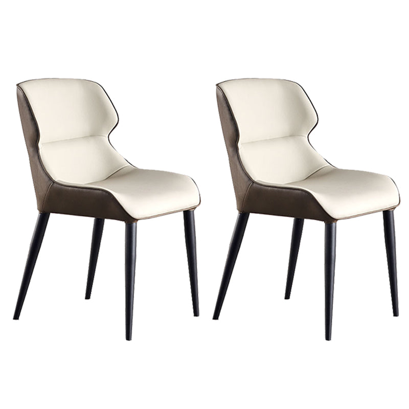 Black Metal Legs Dining Chairs Faux Leather Low Back Side Chair