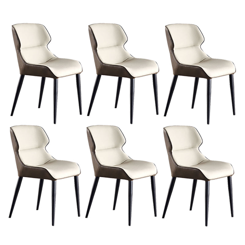 Black Metal Legs Dining Chairs Faux Leather Low Back Side Chair