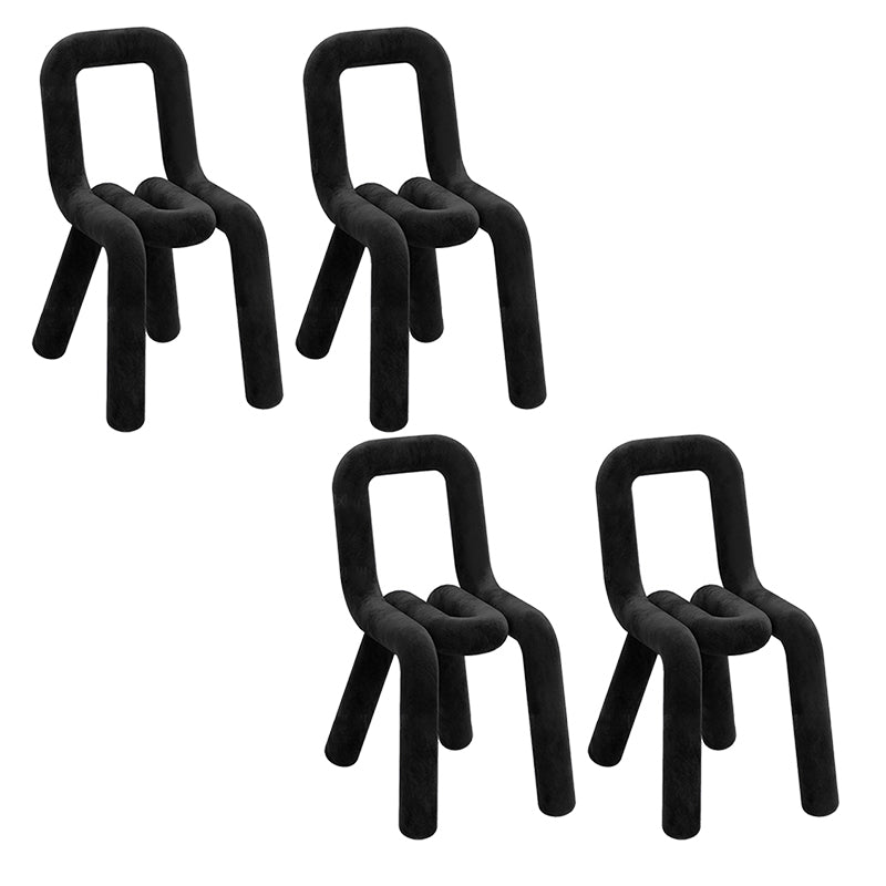 Contemporary Dining Chair Velvet Open Back Side Chair for Home