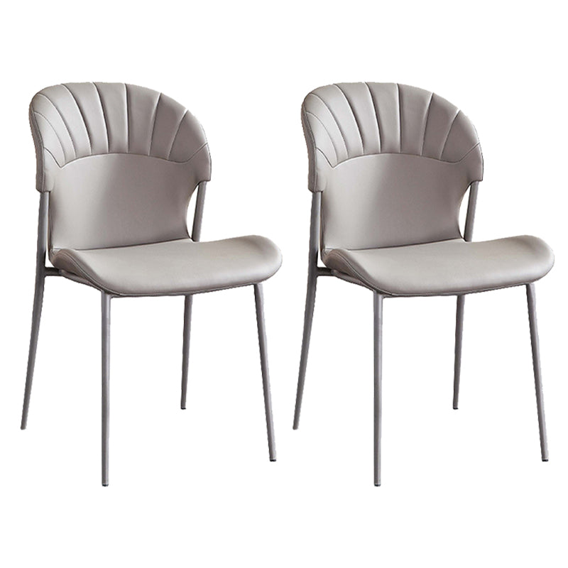 Khaki and Gray Dining Chairs Modern Armless Dining Side Chair