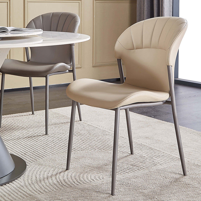 Khaki and Gray Dining Chairs Modern Armless Dining Side Chair