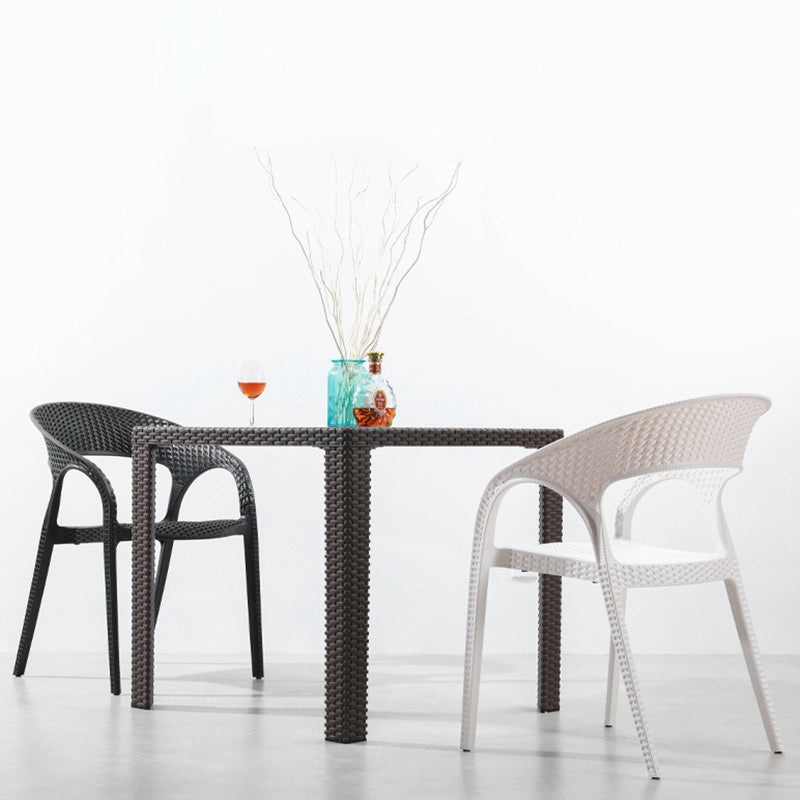 Contemporary Open Back Dining Chair Plastic Stackable Dining Arm Chair