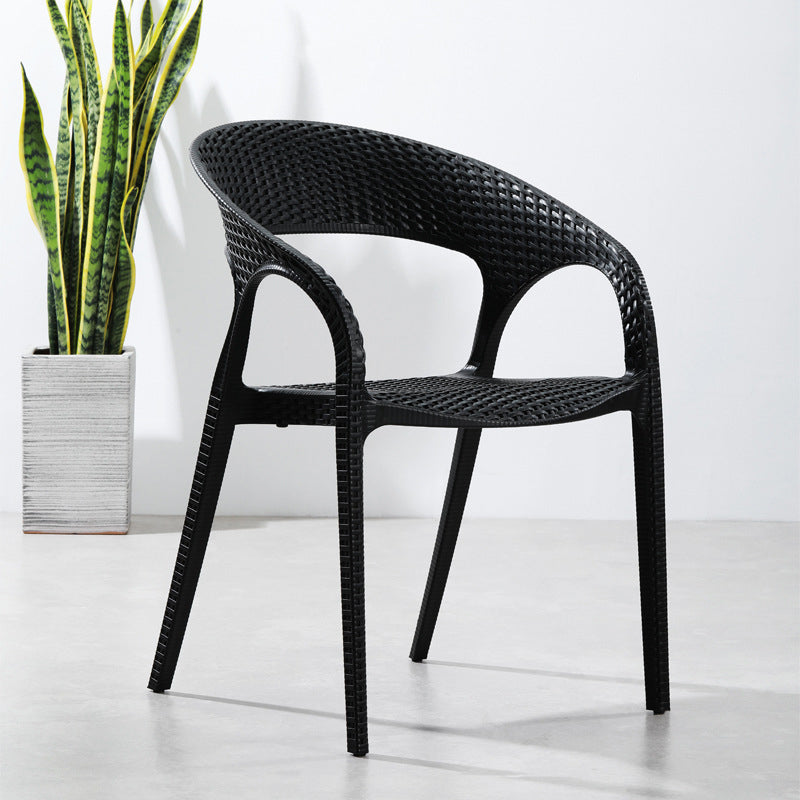 Contemporary Open Back Dining Chair Plastic Stackable Dining Arm Chair