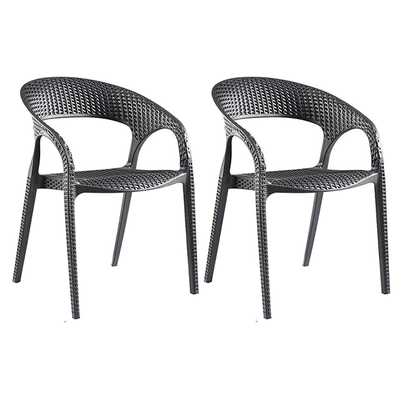 Contemporary Open Back Dining Chair Plastic Stackable Dining Arm Chair
