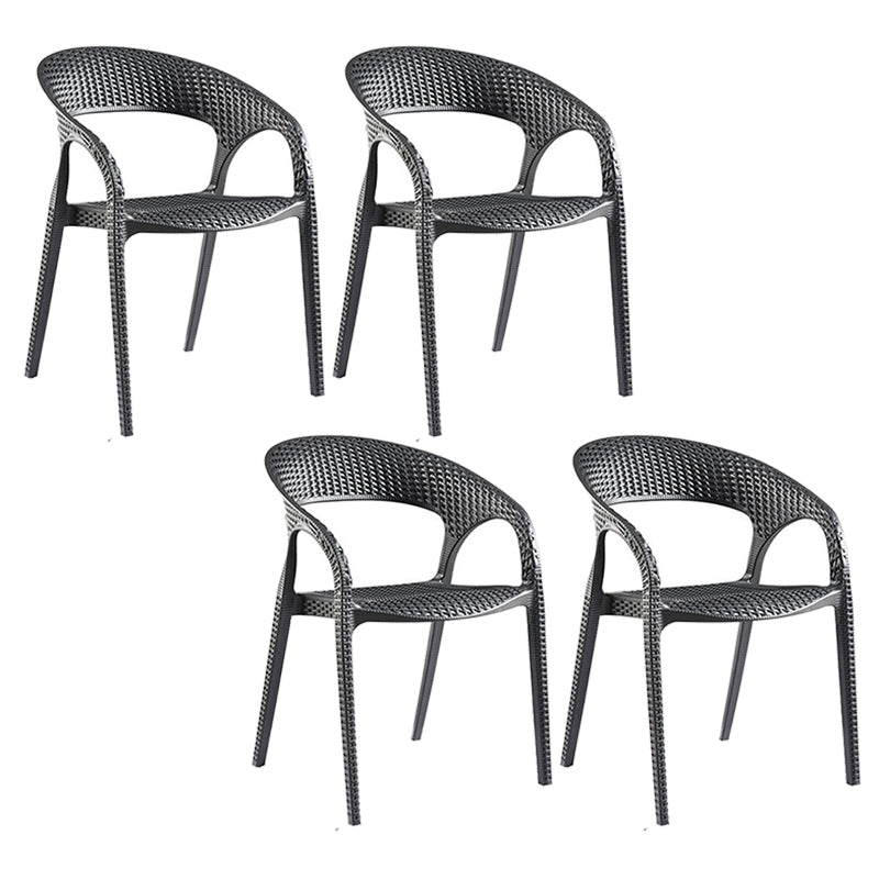Contemporary Open Back Dining Chair Plastic Stackable Dining Arm Chair