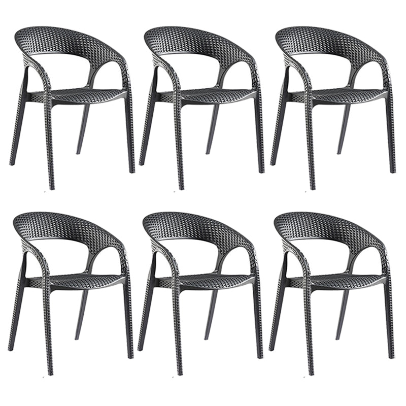 Contemporary Open Back Dining Chair Plastic Stackable Dining Arm Chair