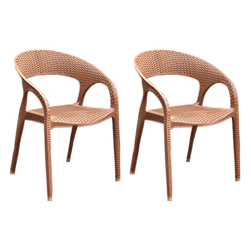 Contemporary Open Back Dining Chair Plastic Stackable Dining Arm Chair