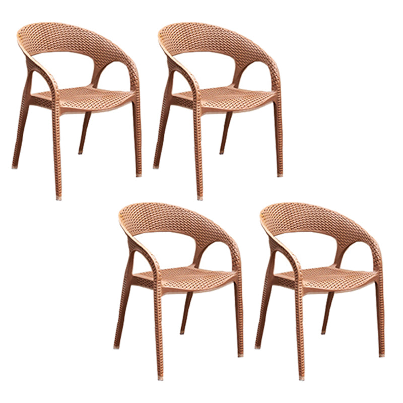 Contemporary Open Back Dining Chair Plastic Stackable Dining Arm Chair