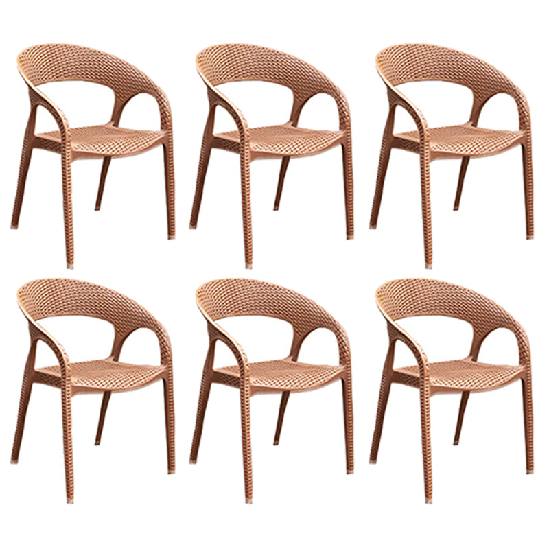 Contemporary Open Back Dining Chair Plastic Stackable Dining Arm Chair