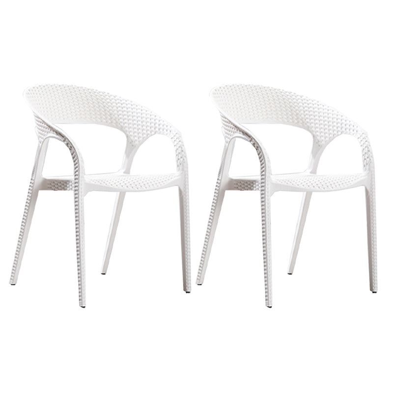 Contemporary Open Back Dining Chair Plastic Stackable Dining Arm Chair