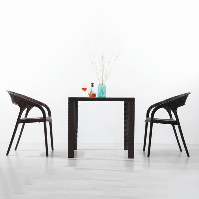 Contemporary Open Back Dining Chair Plastic Stackable Dining Arm Chair