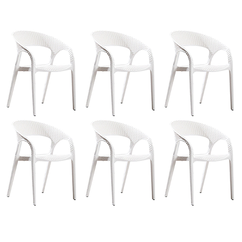 Contemporary Open Back Dining Chair Plastic Stackable Dining Arm Chair