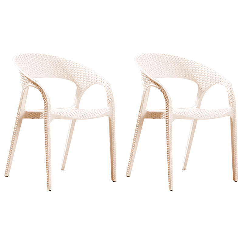 Contemporary Open Back Dining Chair Plastic Stackable Dining Arm Chair