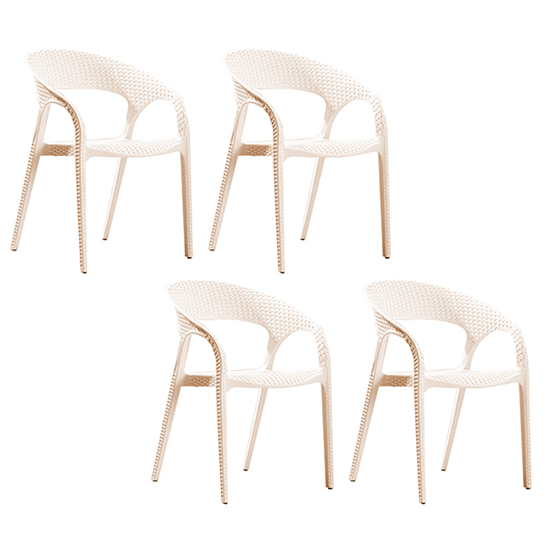 Contemporary Open Back Dining Chair Plastic Stackable Dining Arm Chair