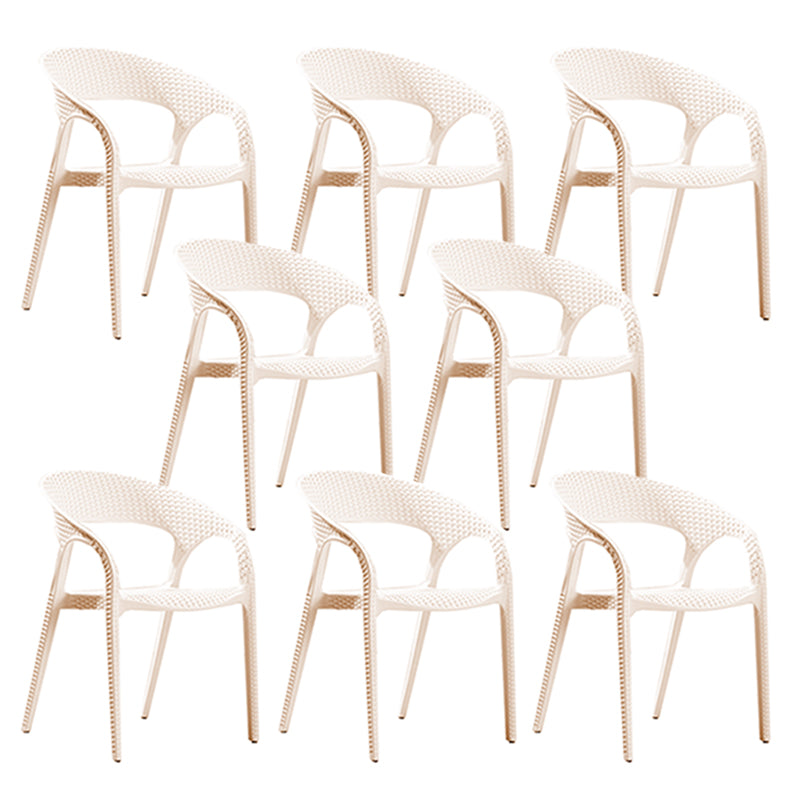 Contemporary Open Back Dining Chair Plastic Stackable Dining Arm Chair