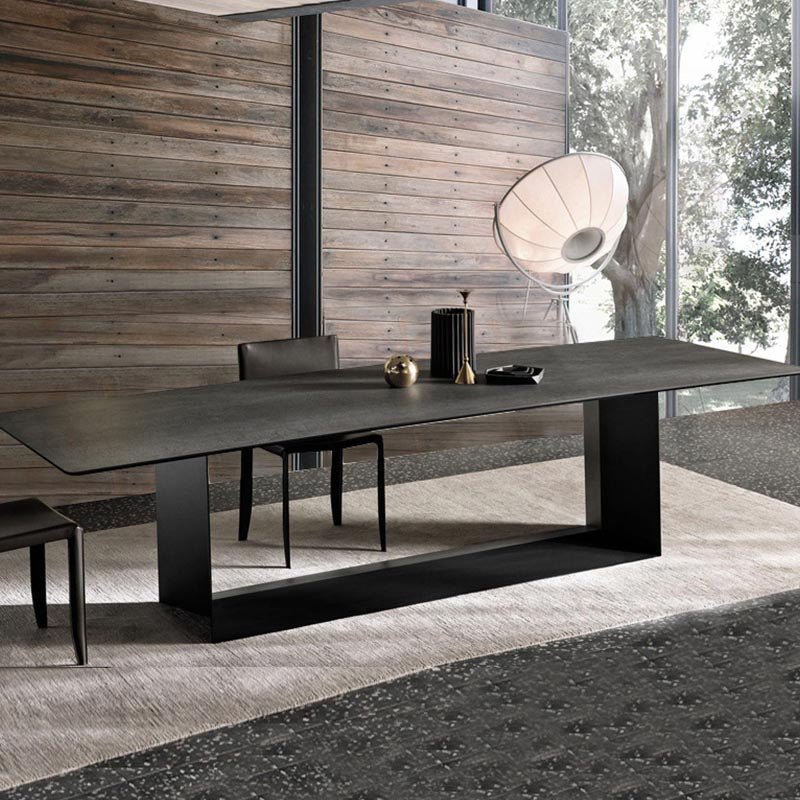 Rectangular Sintered Stone Dining Table Modern Furniture with Steel Base for Home