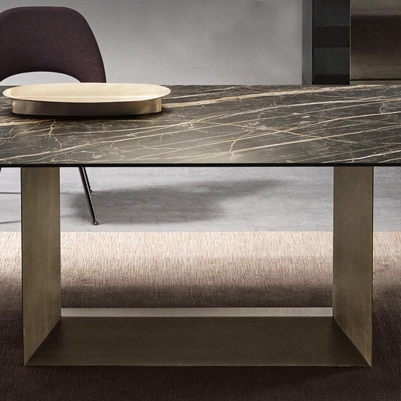Rectangular Sintered Stone Dining Table Modern Furniture with Steel Base for Home