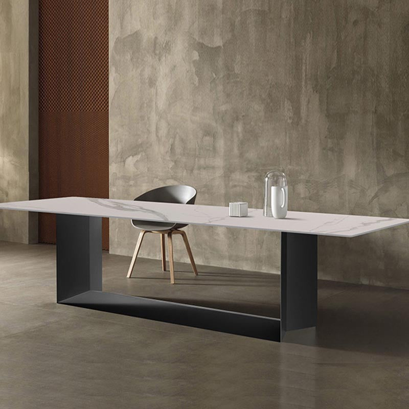 Rectangular Sintered Stone Dining Table Modern Furniture with Steel Base for Home