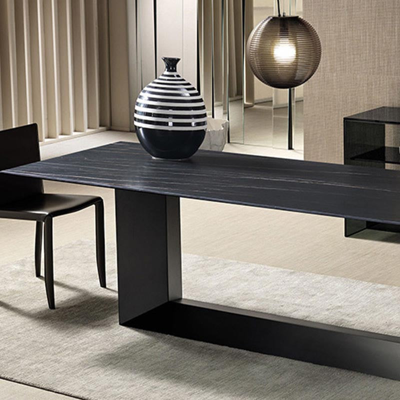 Rectangular Sintered Stone Dining Table Modern Furniture with Steel Base for Home