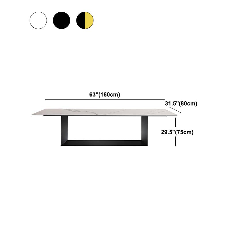 Rectangular Sintered Stone Dining Table Modern Furniture with Steel Base for Home