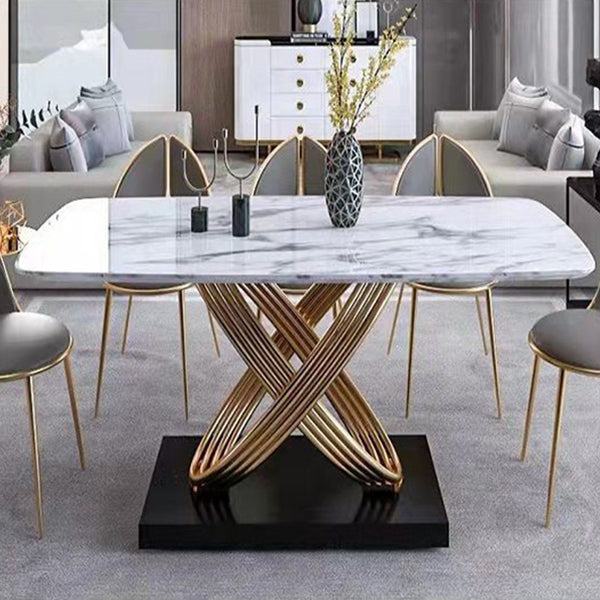 Stone Top Dining Table Contemporary Dining Table with Pedestal Base