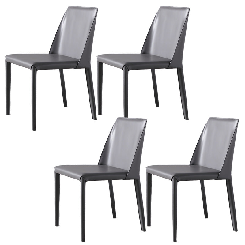Low Back Side Chair with Leather Legs Metal Contemporary Dining Chair for Home