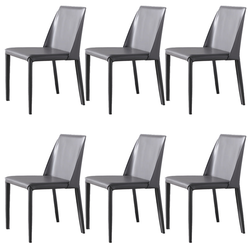Low Back Side Chair with Leather Legs Metal Contemporary Dining Chair for Home