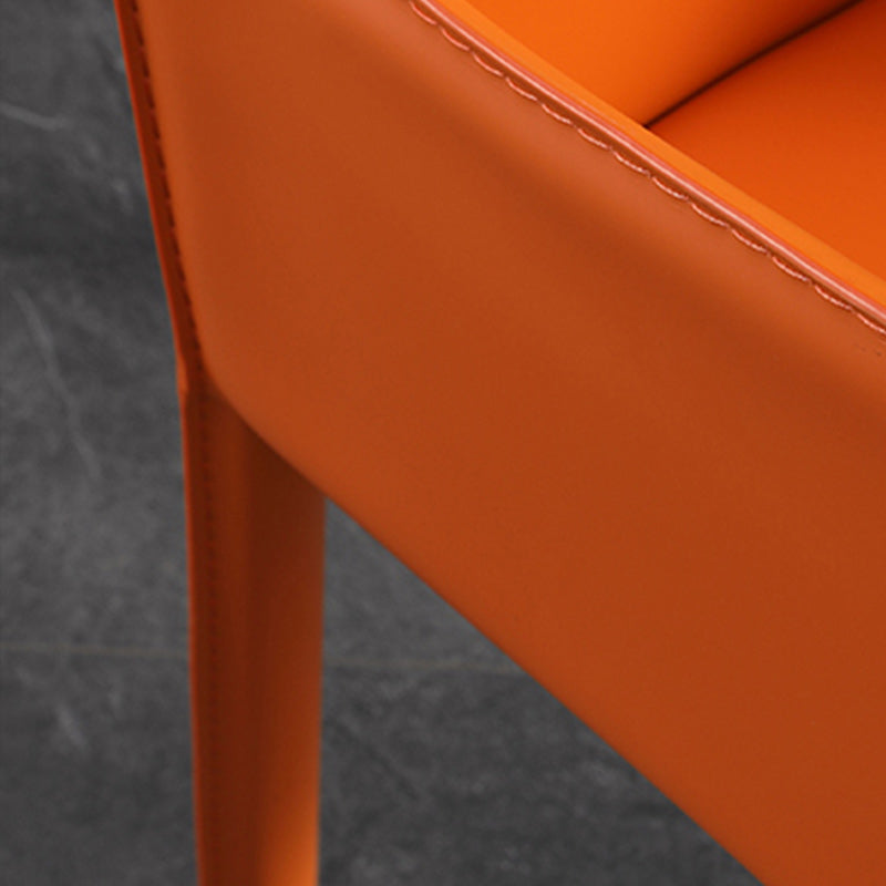 Low Back Side Chair with Leather Legs Metal Contemporary Dining Chair for Home