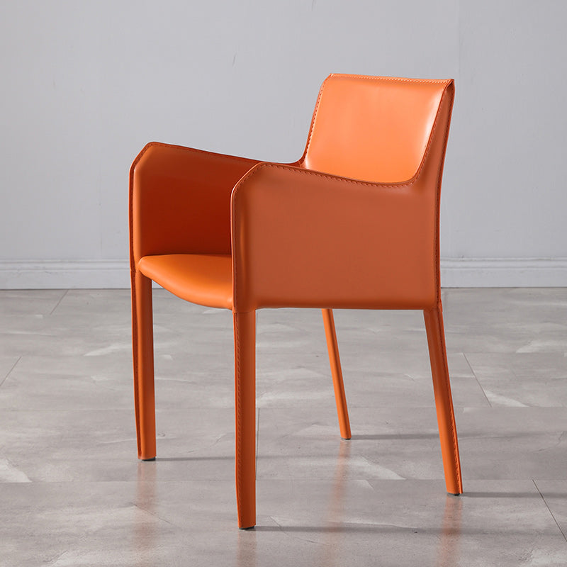 Low Back Side Chair with Leather Legs Metal Contemporary Dining Chair for Home